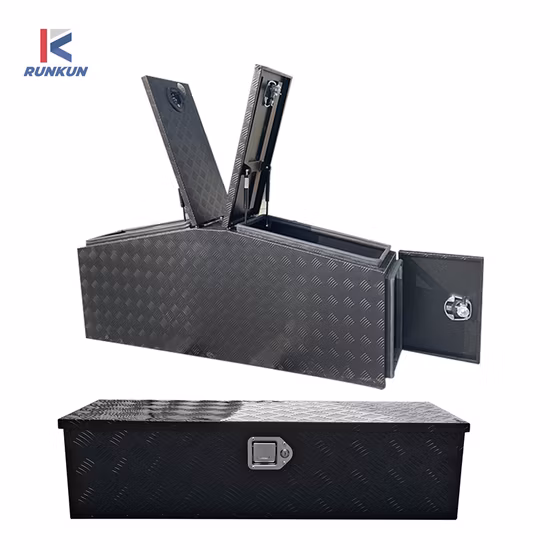 Cajas de herramientas para camión de almacenamiento de aluminio con cajones negros
