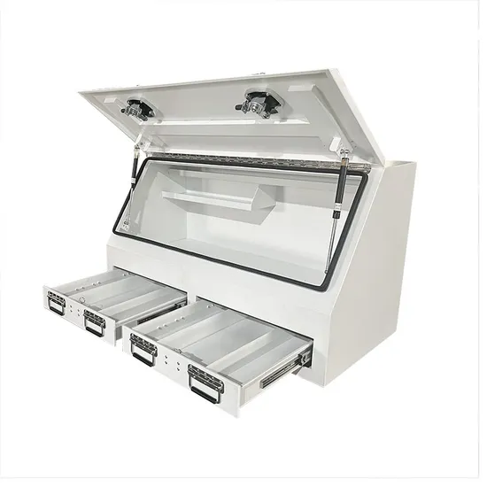 Caja de herramientas de aluminio personalizada para camión con estante extraíble ajustable para bandeja de recogida
